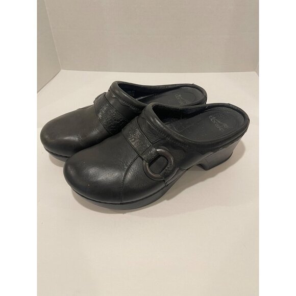 BARN SHOES Dansko Womens LeatherBarn Shoes‎  Slip-On Clogs , Buckle  Sz 41 Black - Picture 2 of 16